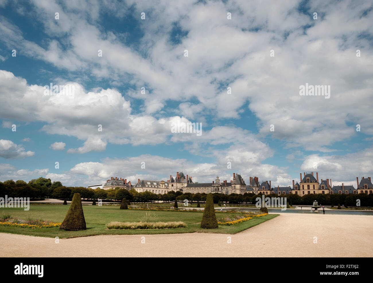 Ornamentalen Garten von Le Grand Parterre - die Gärten des Chateau de Fontainebleau Palast Stockfoto