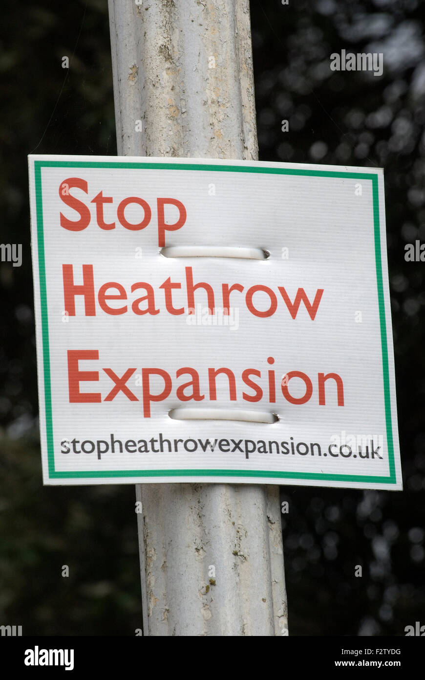 Heathrow Expansion Stoppschild HOMER SYKES Stockfoto