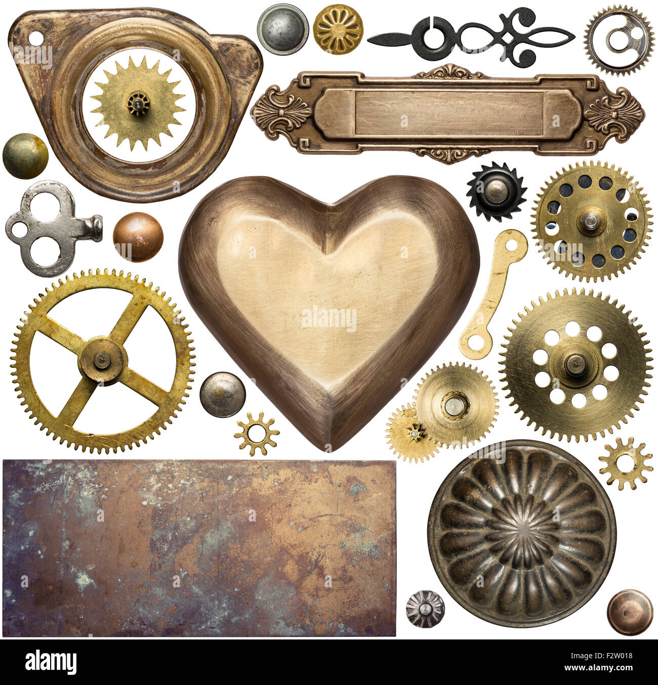 Vintage Metall-Details, Texturen, Uhr Zahnräder. Steampunk-Design-Elemente. Stockfoto