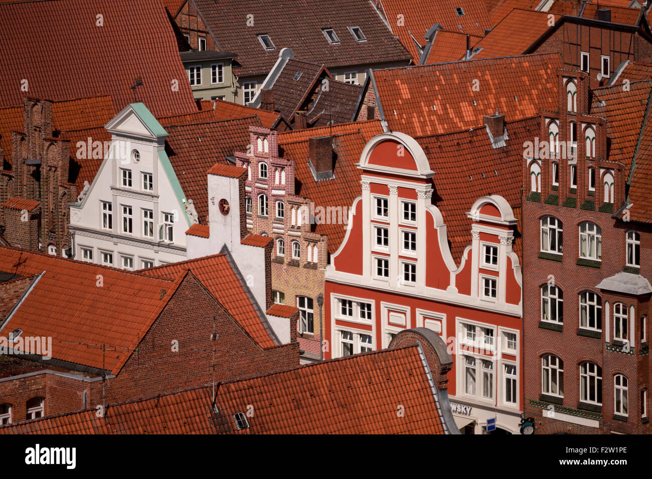 Giebelhäuser des historischen Zentrums, Hansestadt Lüneburg, Niedersachsen, Deutschland, Europa Stockfoto