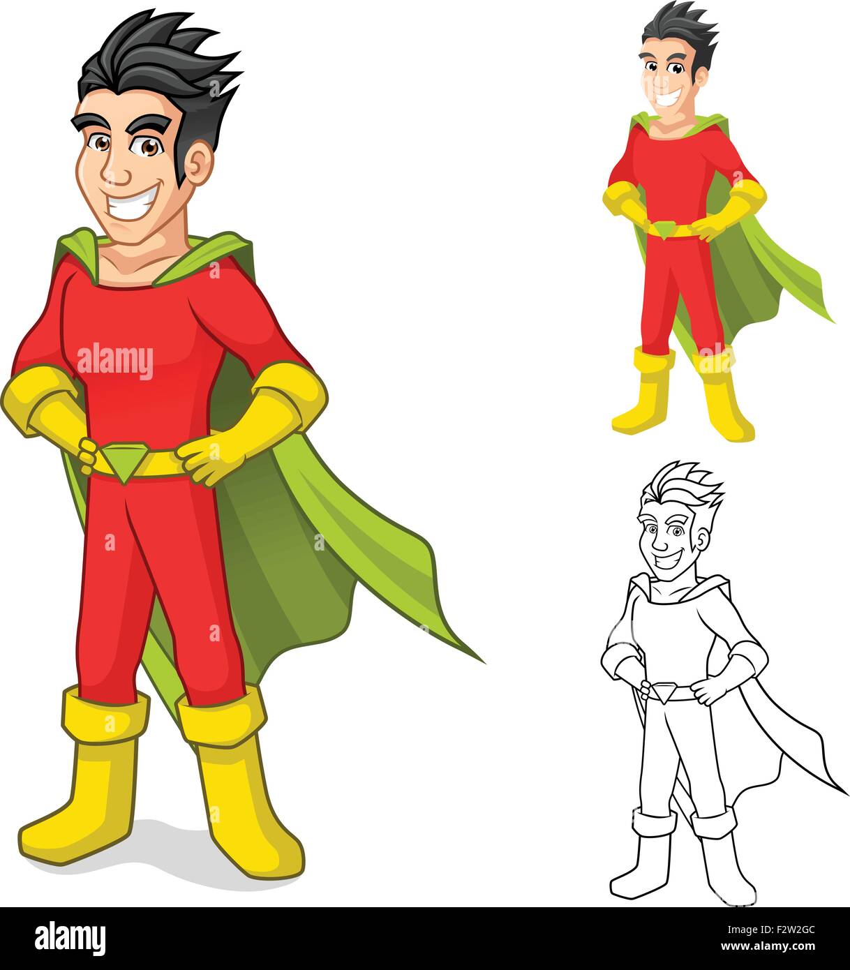 Coole Superhelden Comic Figur Mit Umhang Und Stehende Pose Stock Vektorgrafik Alamy