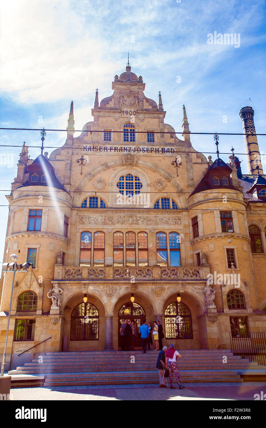 Kaiser Franz-Josef schlecht, Mestske Lazne Gebäude in Liberec Stadt nördlich von Tschechien Stockfoto