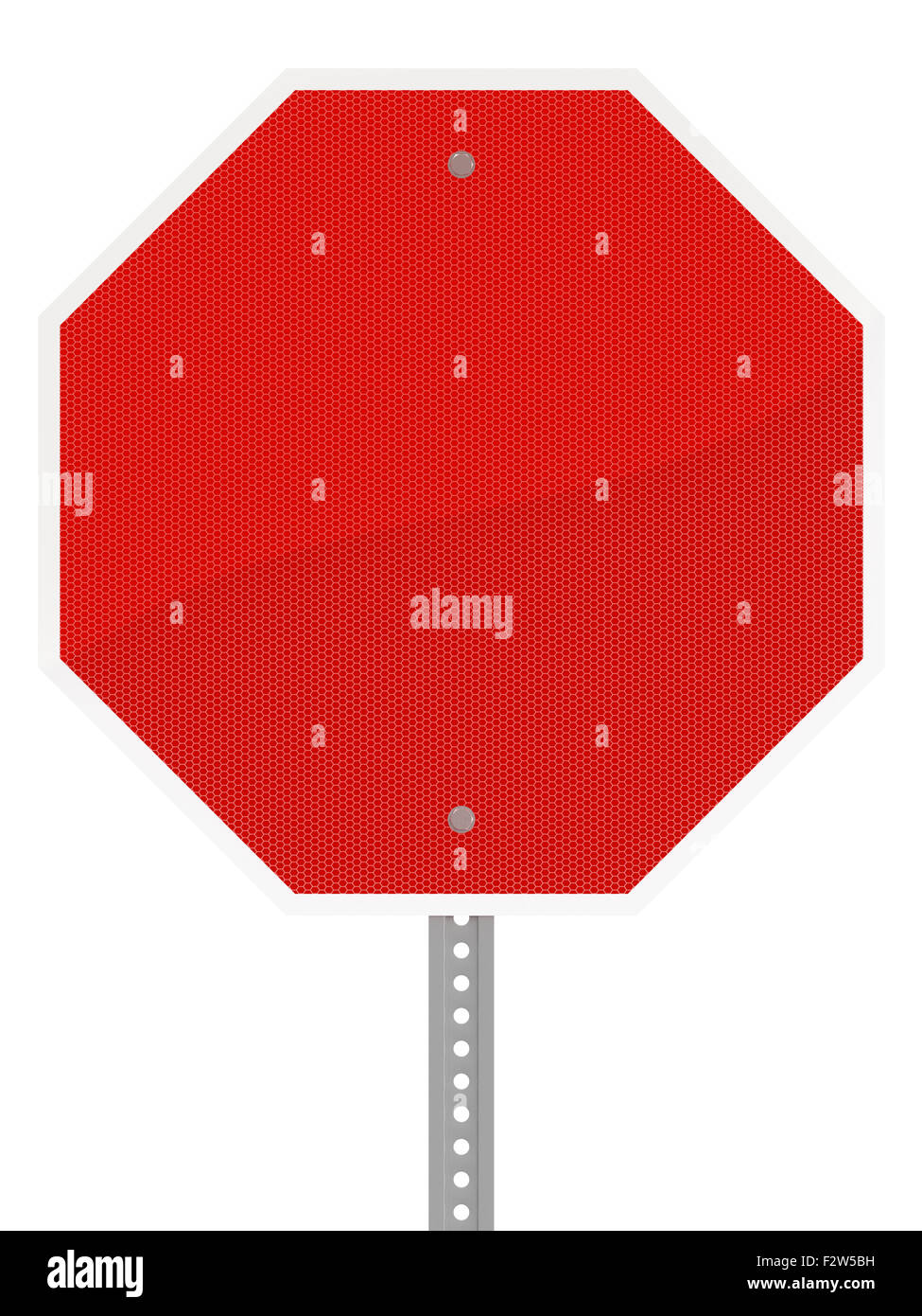 Glänzend rote Sechseck Stoppschild isoliert auf einem weißen Hintergrund. Stockfoto