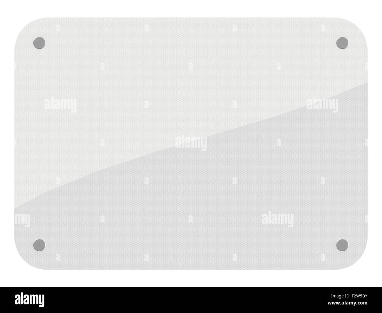 Glänzend weiße reflektierende Zeichen isoliert auf einem weißen Hintergrund. Stockfoto