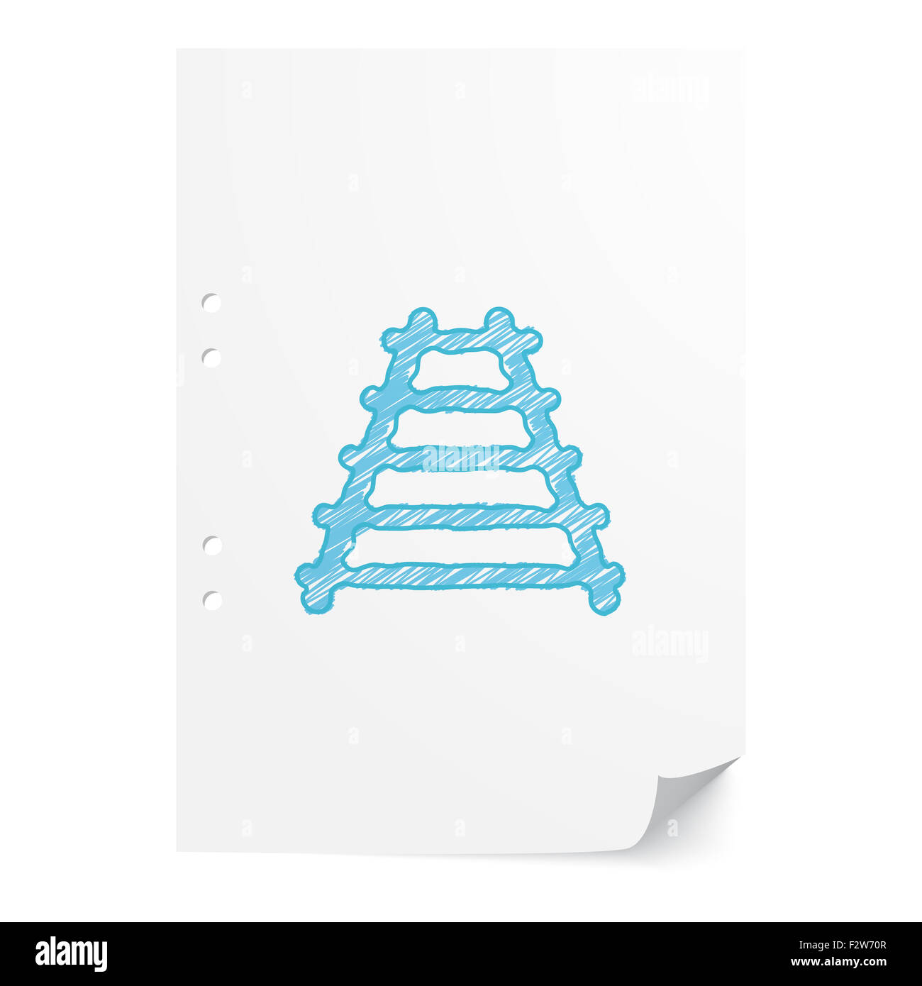 Blaue handgezeichneten Railroad Abbildung auf weißes Papier mit Textfreiraum Stockfoto