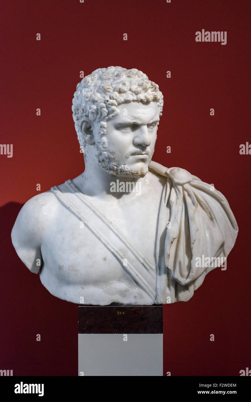 Berlin. Deutschland. Portrait des römischen Kaisers Caracalla 212-217 n. Chr. von Rom, Italien. Altes Museum. Stockfoto