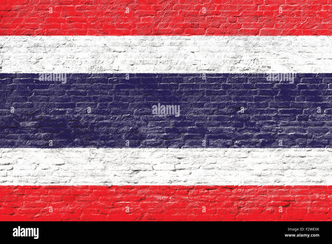 Thailand - Nationalflagge auf Ziegelmauer Stockfoto