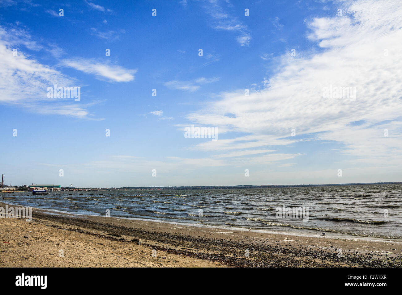 Küste von Taganrog Bay, dem Asowschen Meer. Stockfoto
