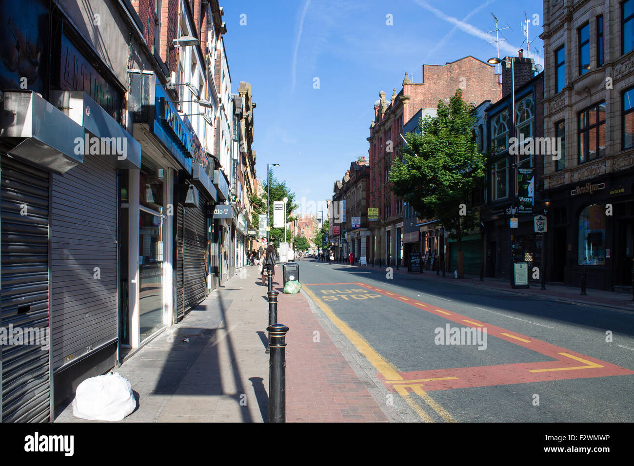 Leben auf der Straße im Zentrum von Manchester, Vereinigtes Königreich. Stockfoto