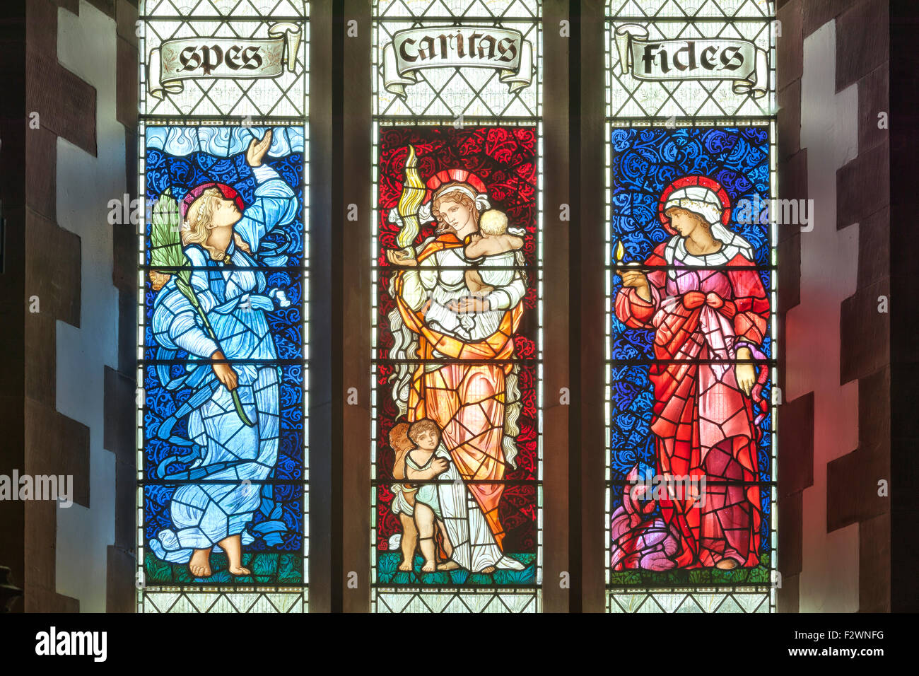 Kirchenfenster von Sir Edward Burne-Jones und durch die William Morris Studio in St. Martins Kirche, Brampton, Cumbria GROSSBRITANNIEN Stockfoto