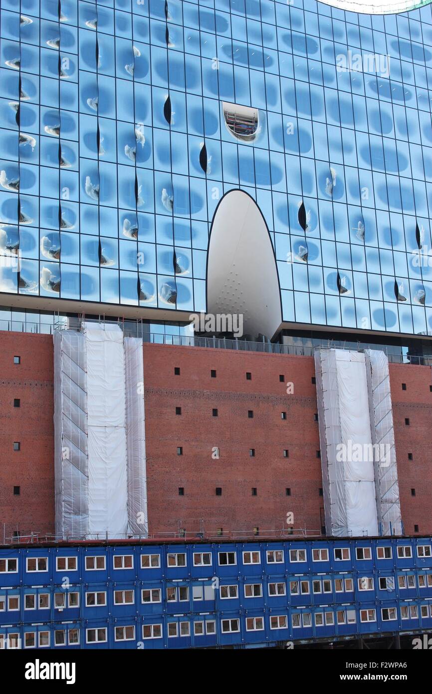 Die "Elbphilharmonie" im Bau: ein neues Oper Haus in Hamburg, Deutschland, Europa. Detail. Stockfoto