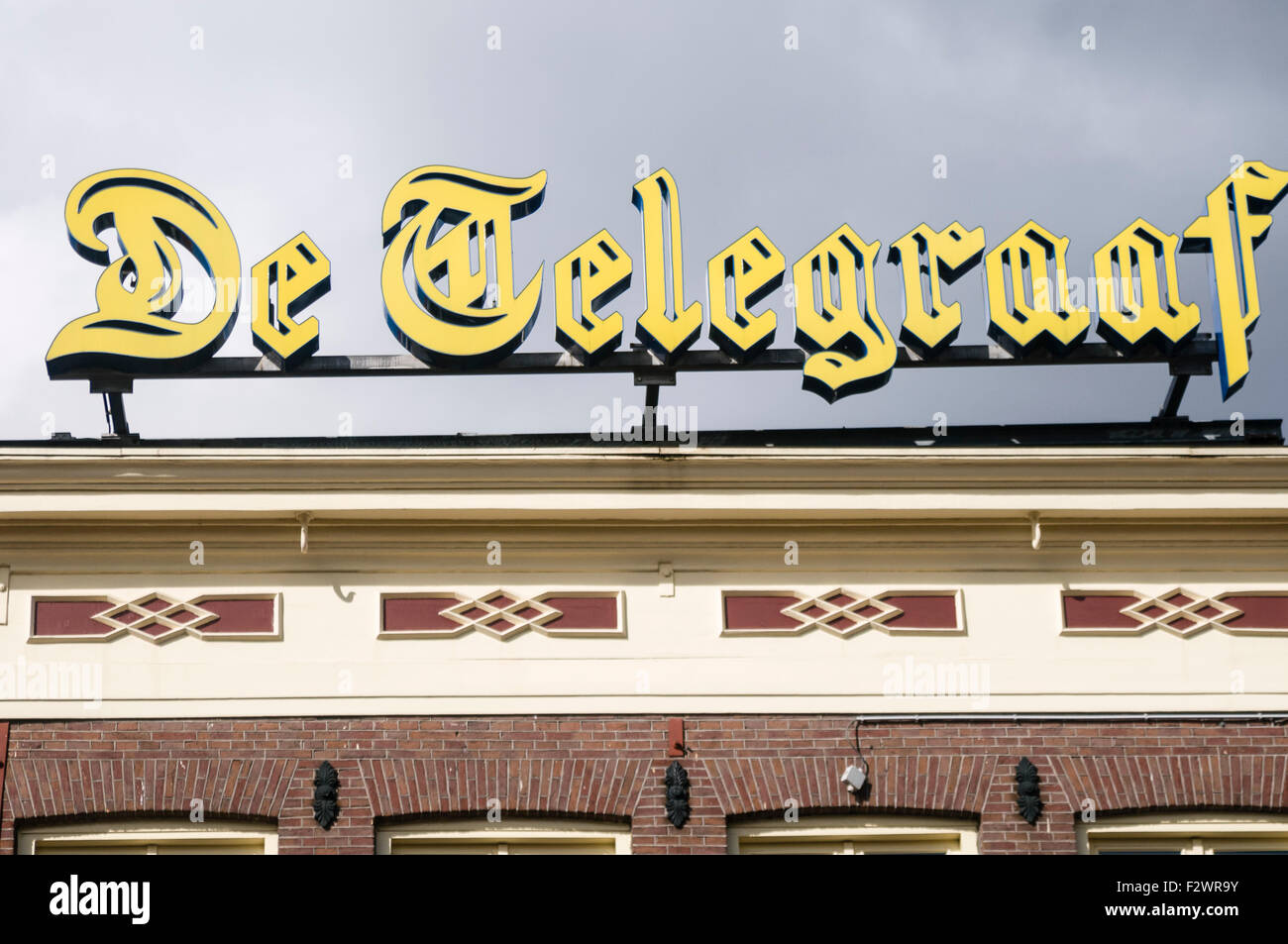 Melden Sie für De Telegraaf, Amsterdam Stockfoto