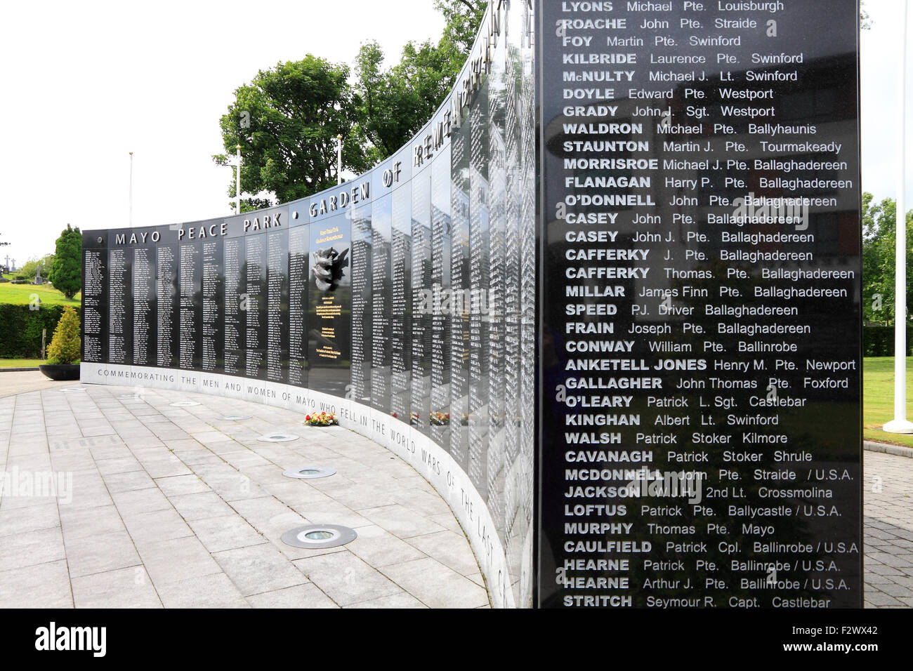 Mayo Peace Park und Garden of Remembrance, Castlebar, County Mayo, Irland Stockfoto