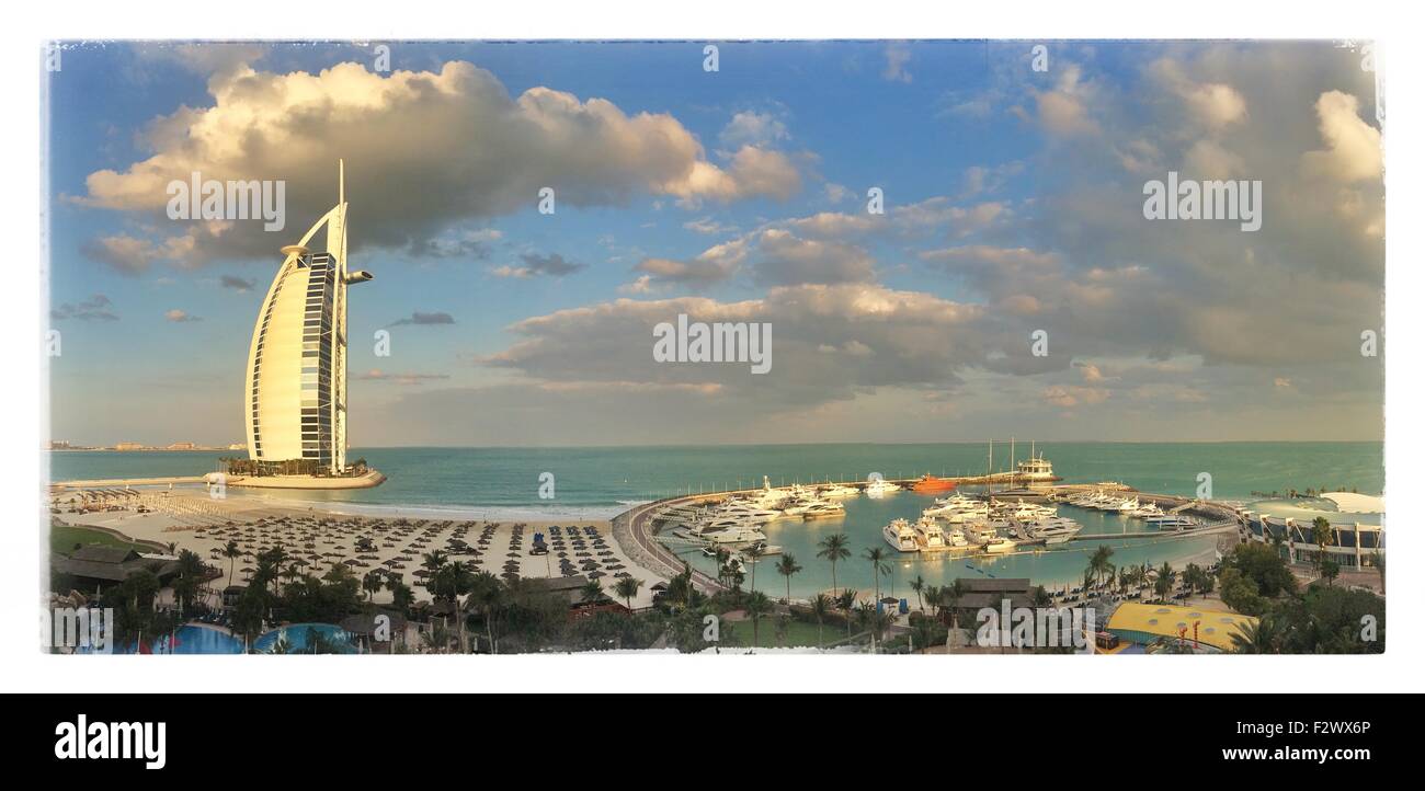 Jumeirah Beach, Hotel Burj Al Arab, Dubai, Vereinigte Arabische Emirate, Naher Osten Stockfoto
