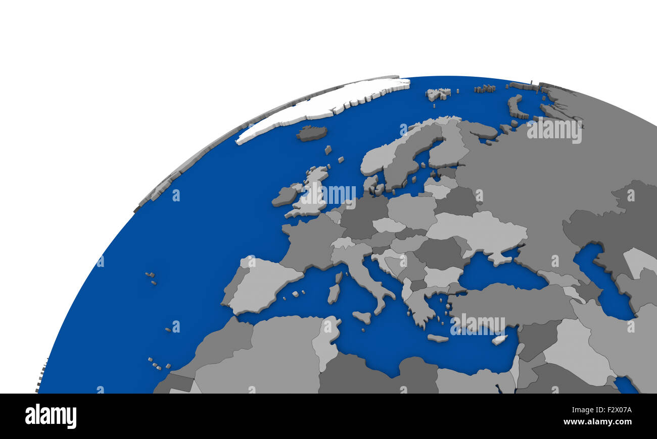 Politische Karte von Europa auf Globus Stockfoto