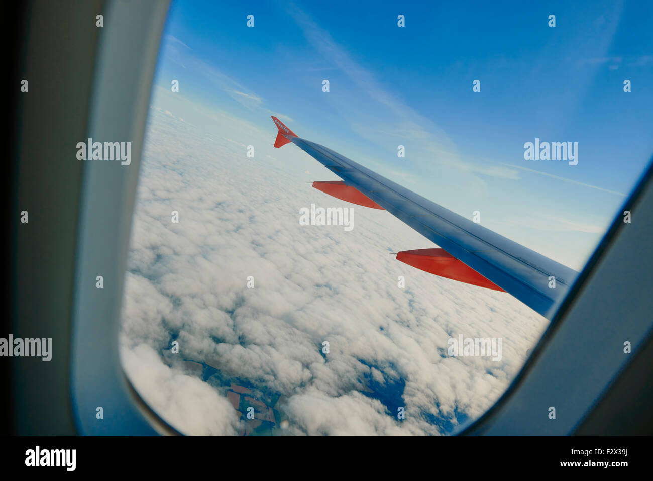 Blick aus dem Inneren des Flugzeuges Stockfoto