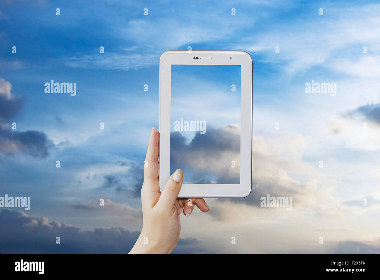 1 Frau Digitaltechnik Tablet zeigen Stockfoto