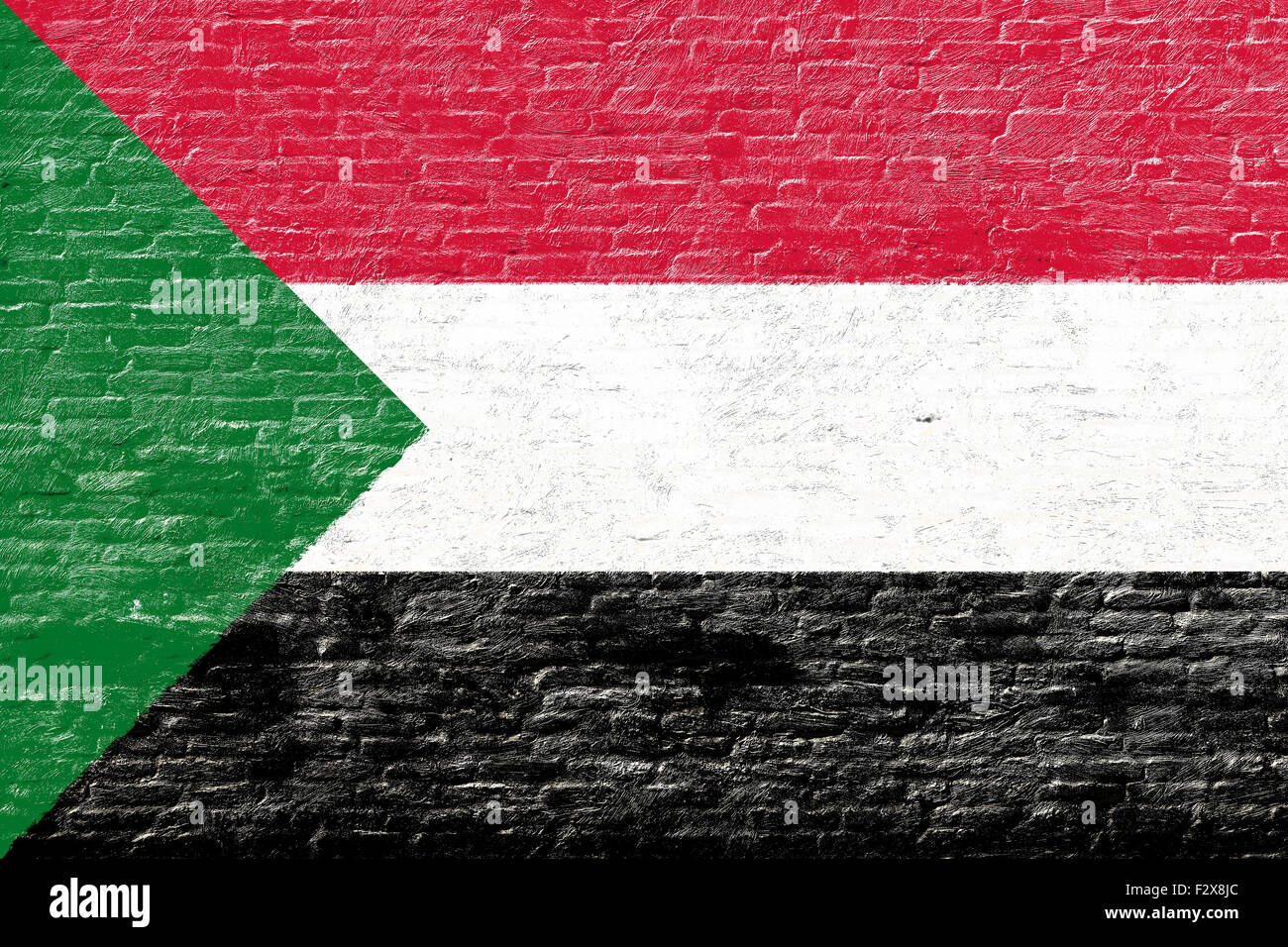 Sudan - Nationalflagge auf Ziegelmauer Stockfoto