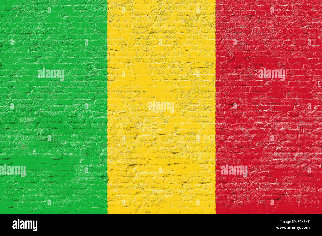 Mali - Nationalflagge auf Ziegelmauer Stockfoto