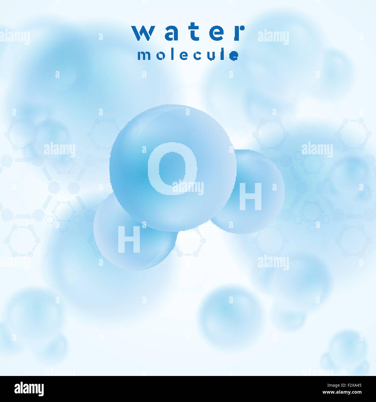 H2O Wasser blau abstrakt Moleküldesign. Vektor-Hintergrund Stock Vektor