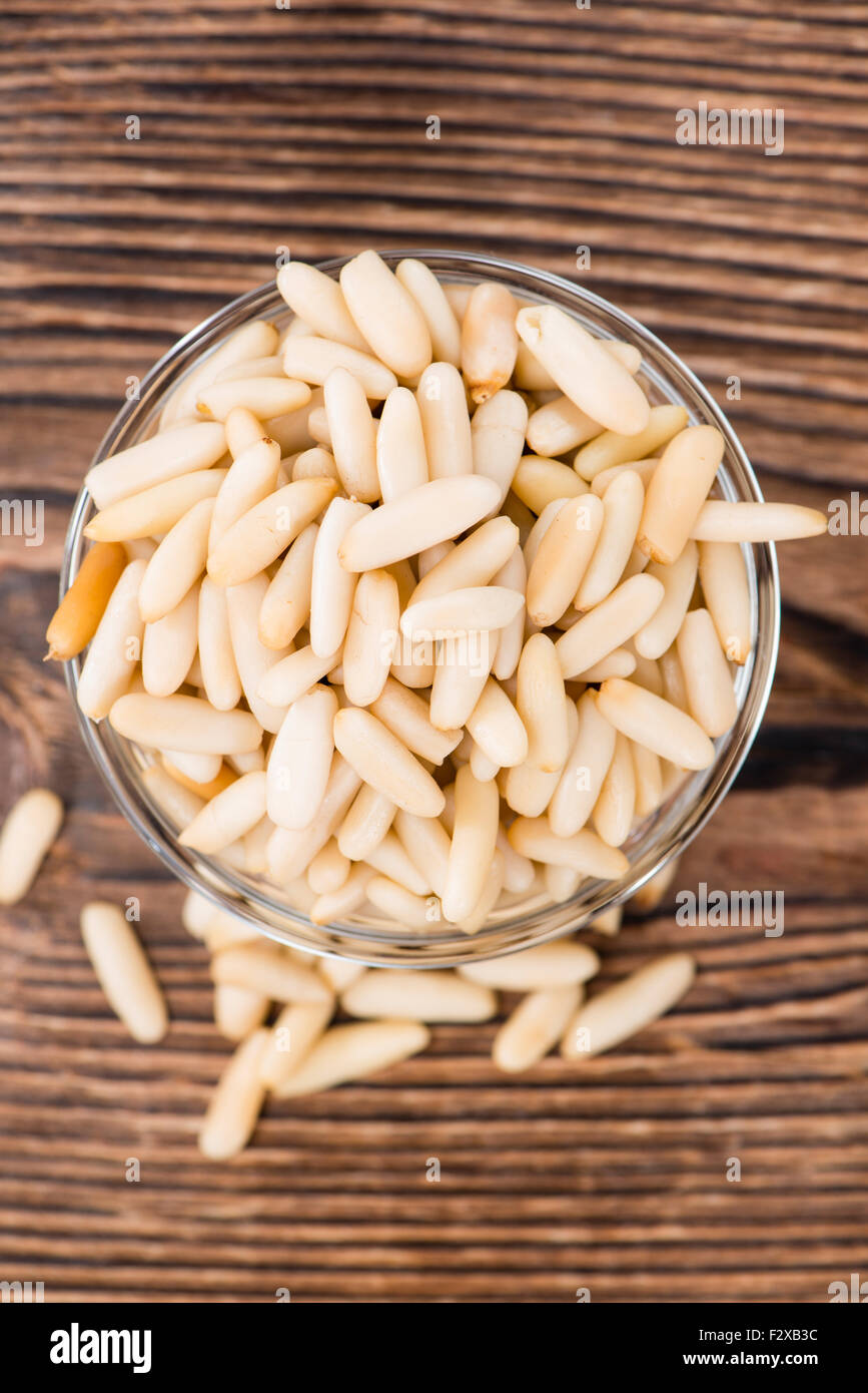 Portion Pinienkerne als Detailes Nahaufnahme Stockfoto