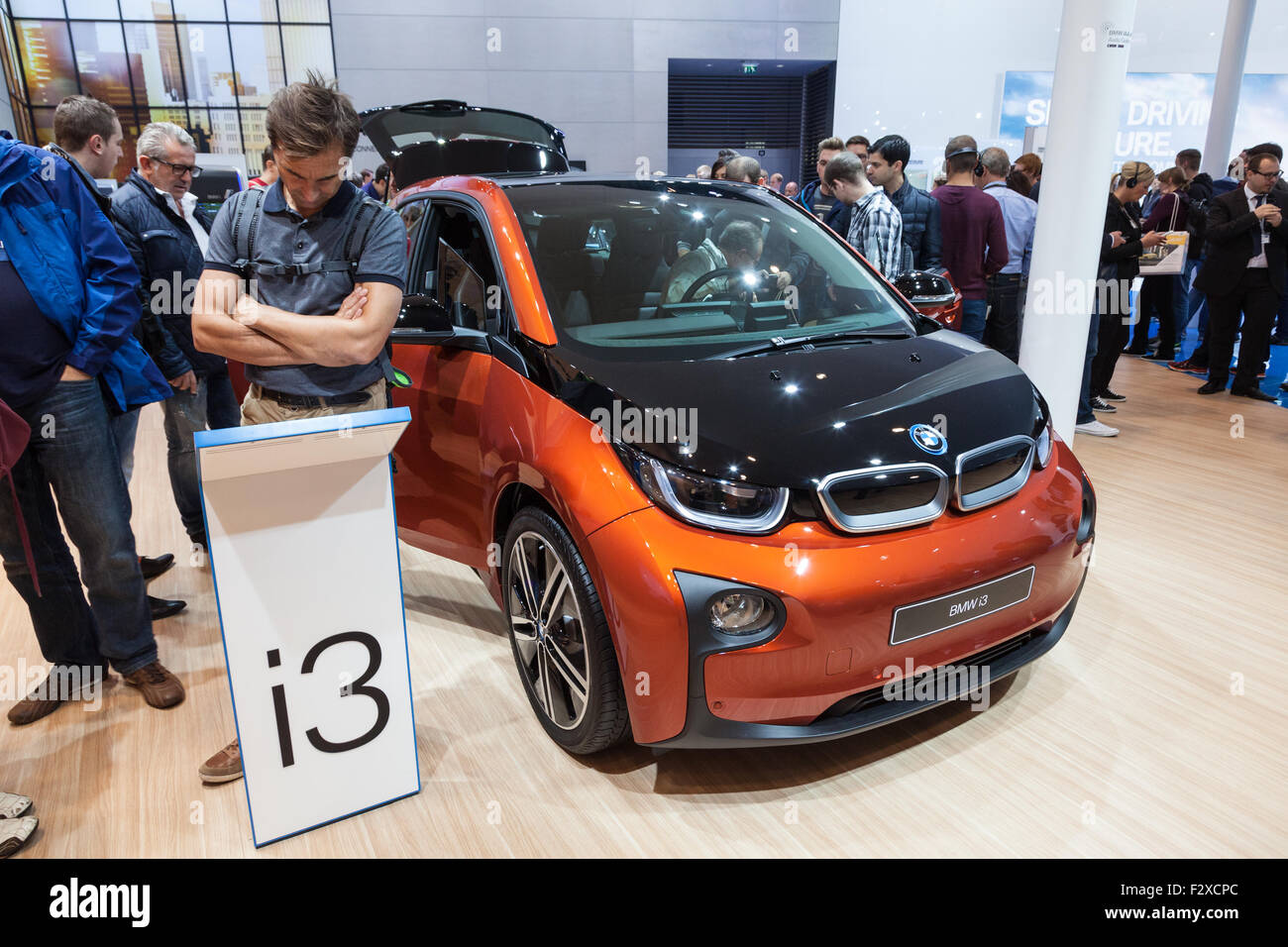 Der neue BMW i3 Elektroauto auf dem BMW-Stand der IAA International Motor Show 2015 Stockfoto