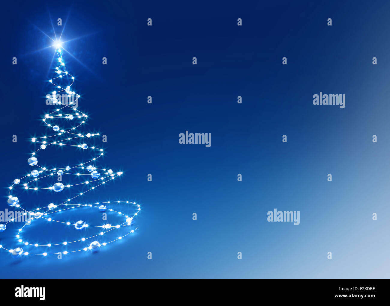 Abstrakter Weihnachtsbaum auf glänzenden blauen Hintergrund Stockfoto