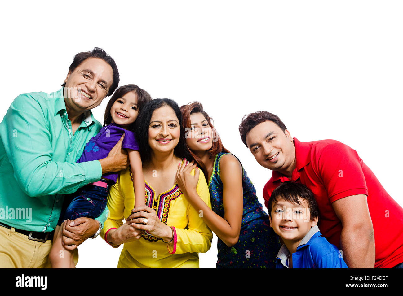 indische Gruppe gemeinsame Familie genießen Stockfoto