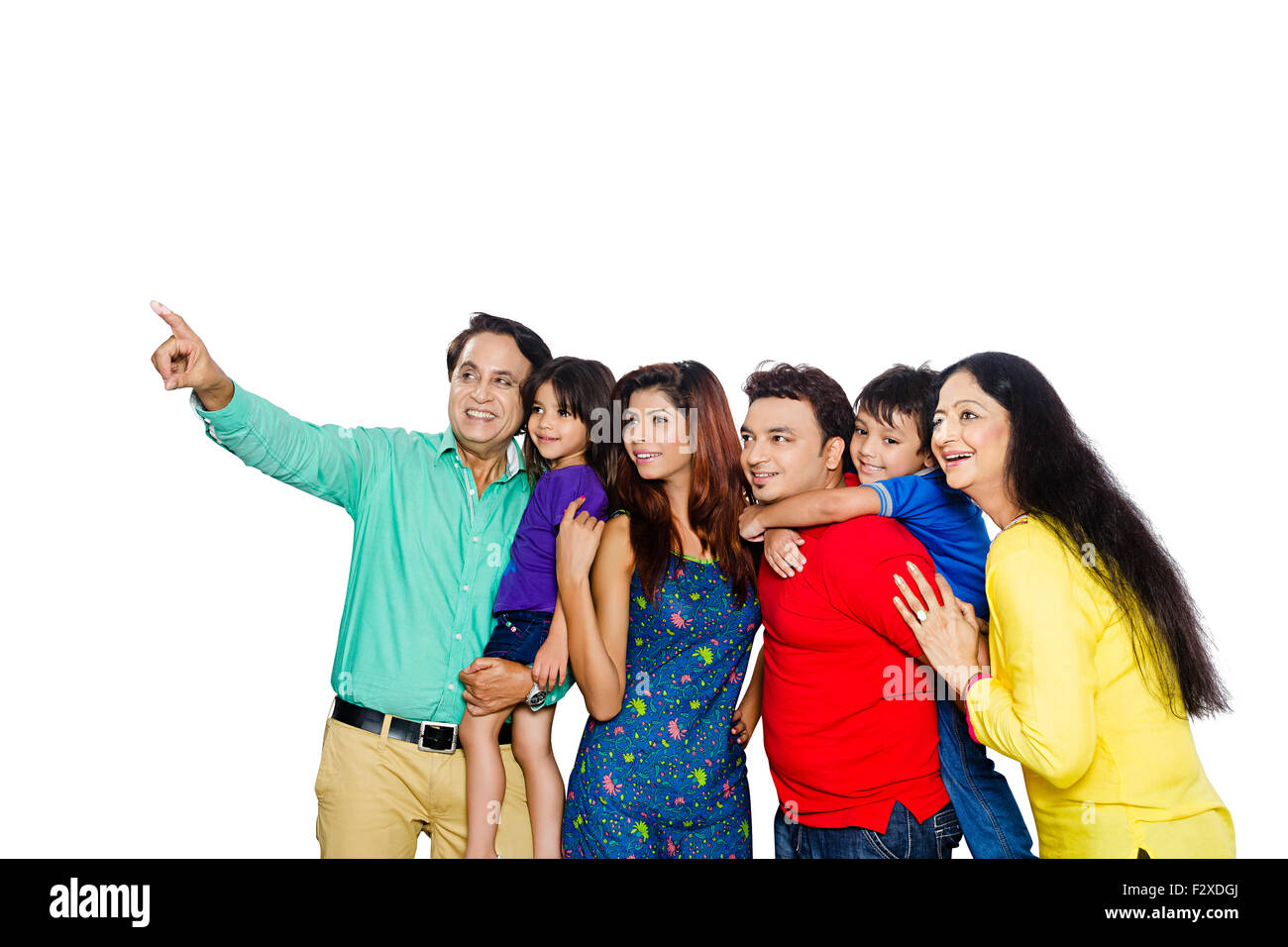 indische Gruppe gemeinsame Familie Finger deutete gestikulieren Stockfoto