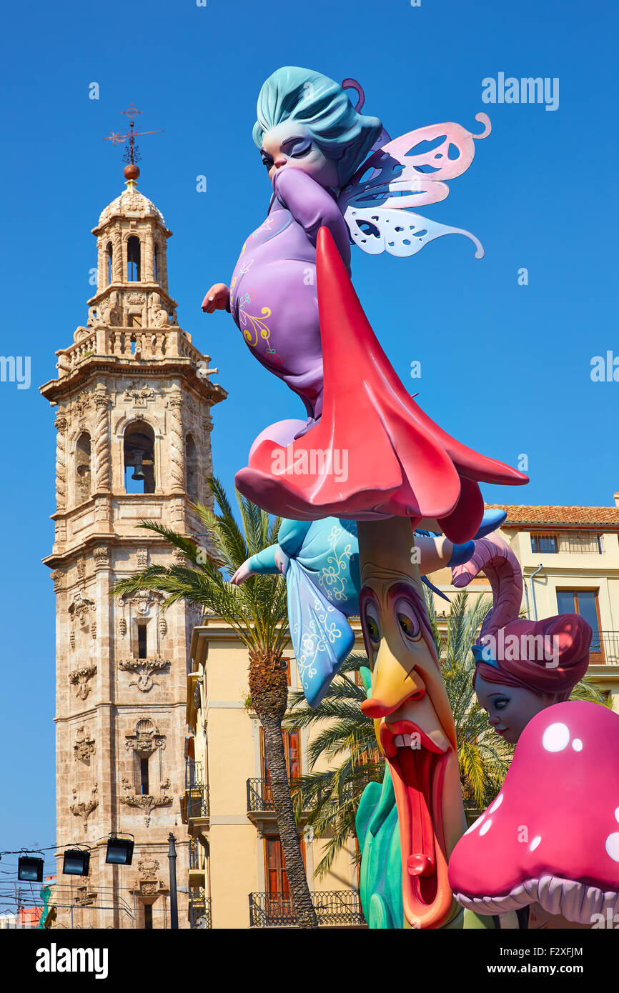 Fallas-Fest-Figuren in Valencia fest von Santa Catalina Spain Stockfoto