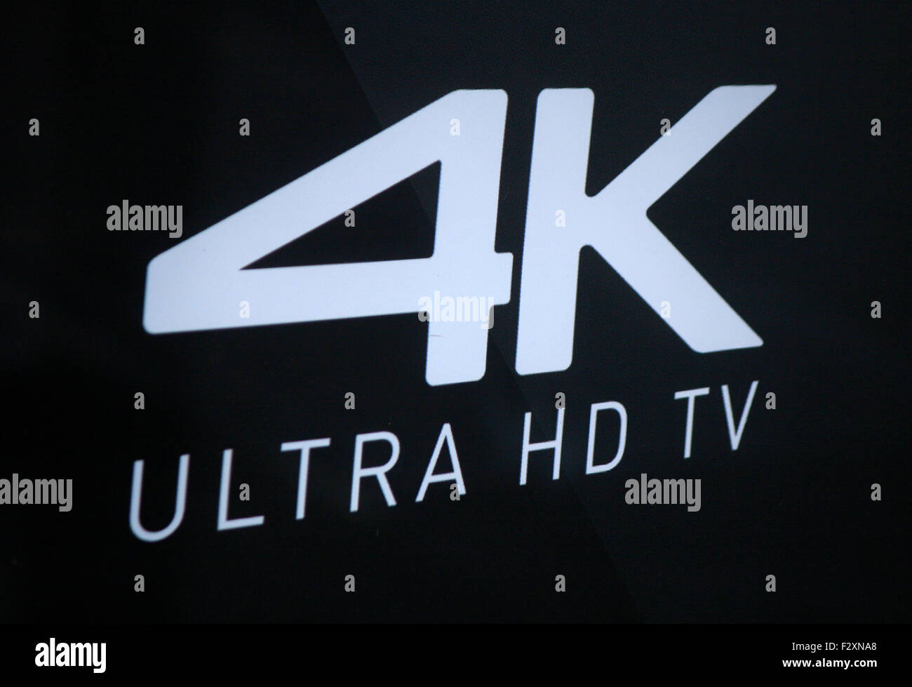 Markenname: "4 k Ultra HD TV", Berlin. Stockfoto