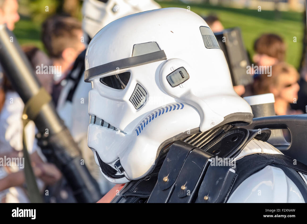 VII Trainingstag der spanischen Garnison 501st Legion, - StarWars-. Unbekannter Mann verkleidet von - Sandtrooper-. Stockfoto