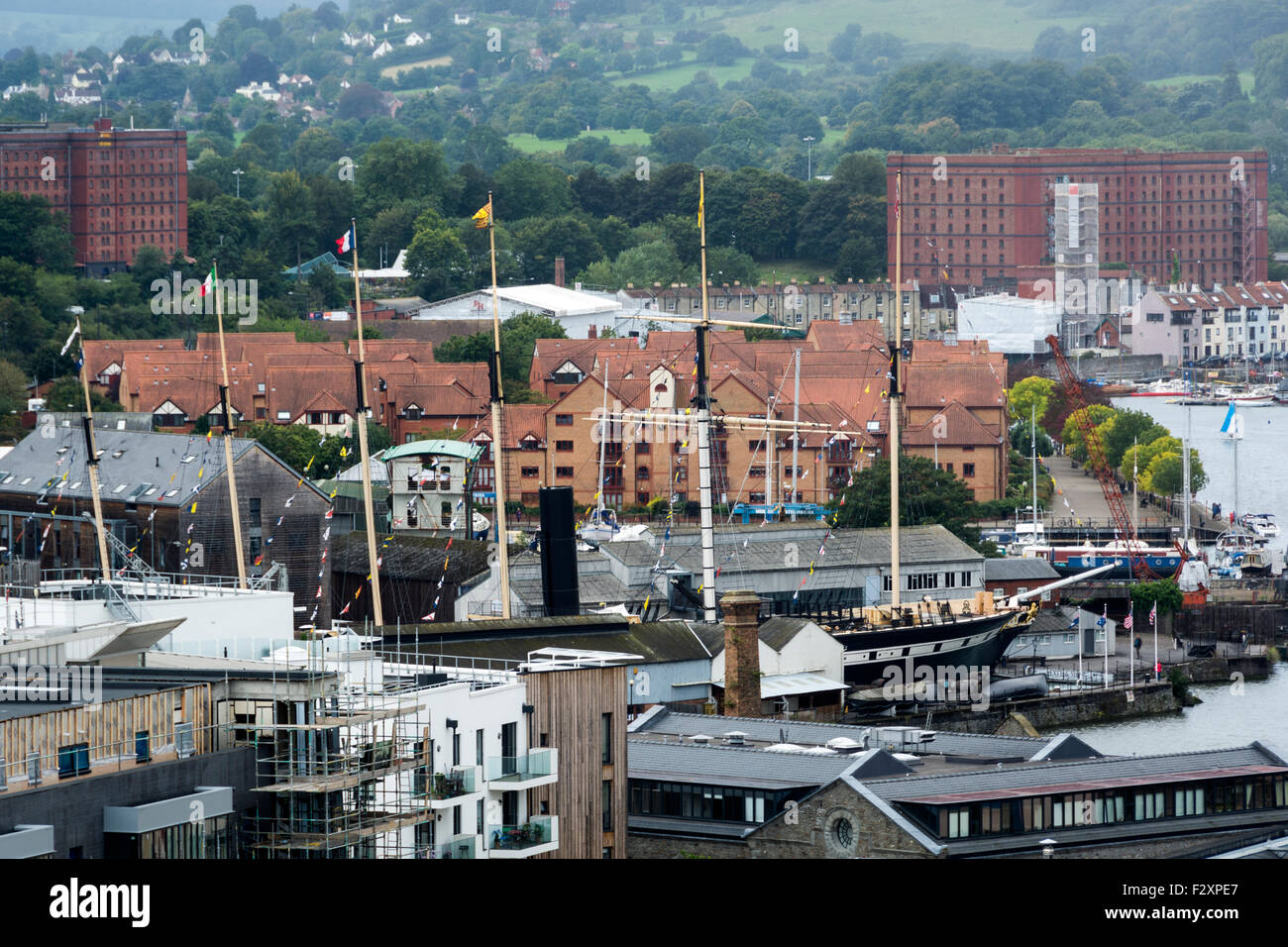 Bristol Docks gesehen vom Dach des Doms. Stockfoto