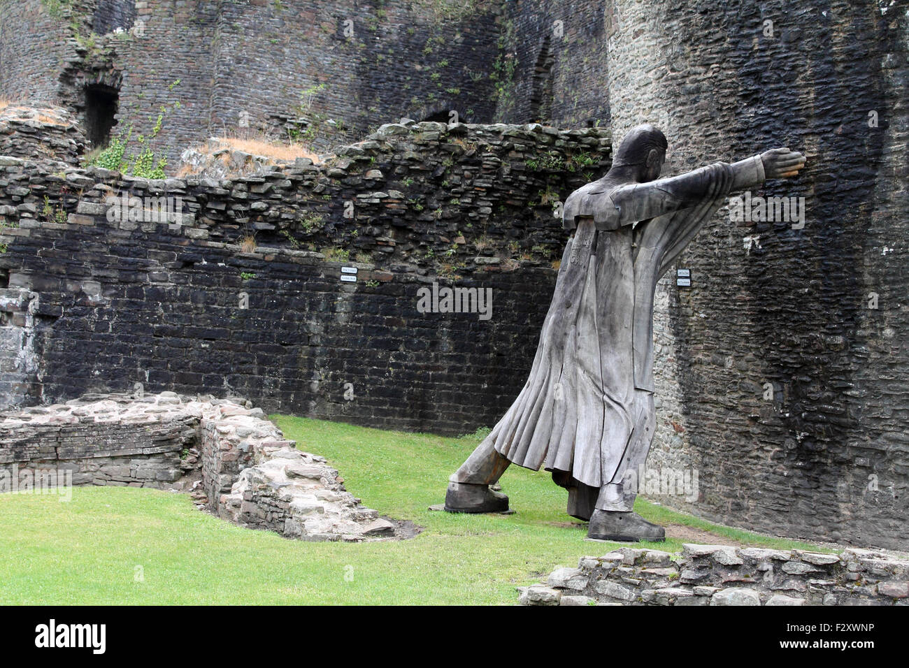 Caerphilly Castle, 4. Marquess of Bute hochhalten der schiefe Turm, South Wales, UK Stockfoto