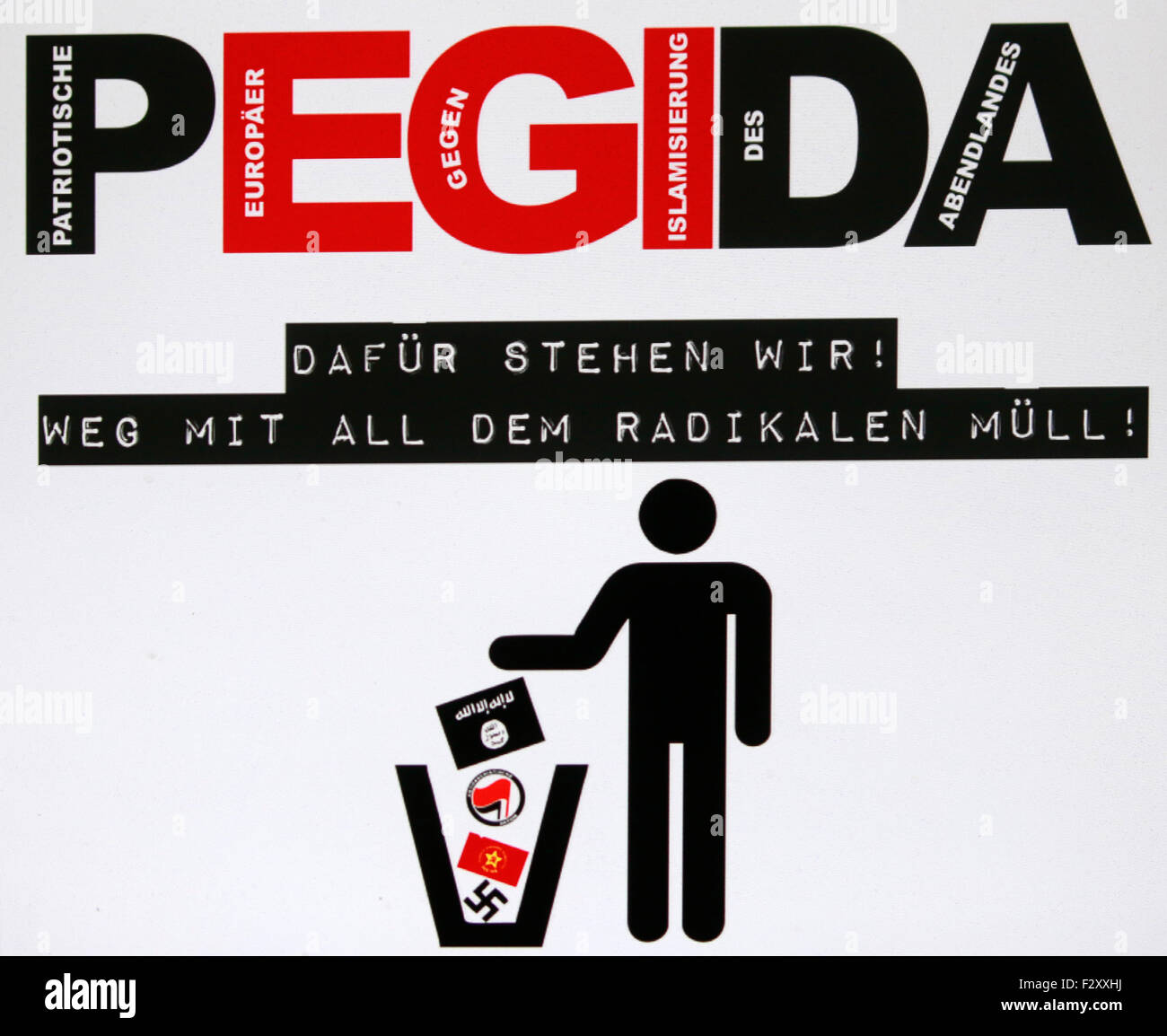 Das Logo der Islamkritischen "Pegida"-Bewegung, Berlin. Stockfoto
