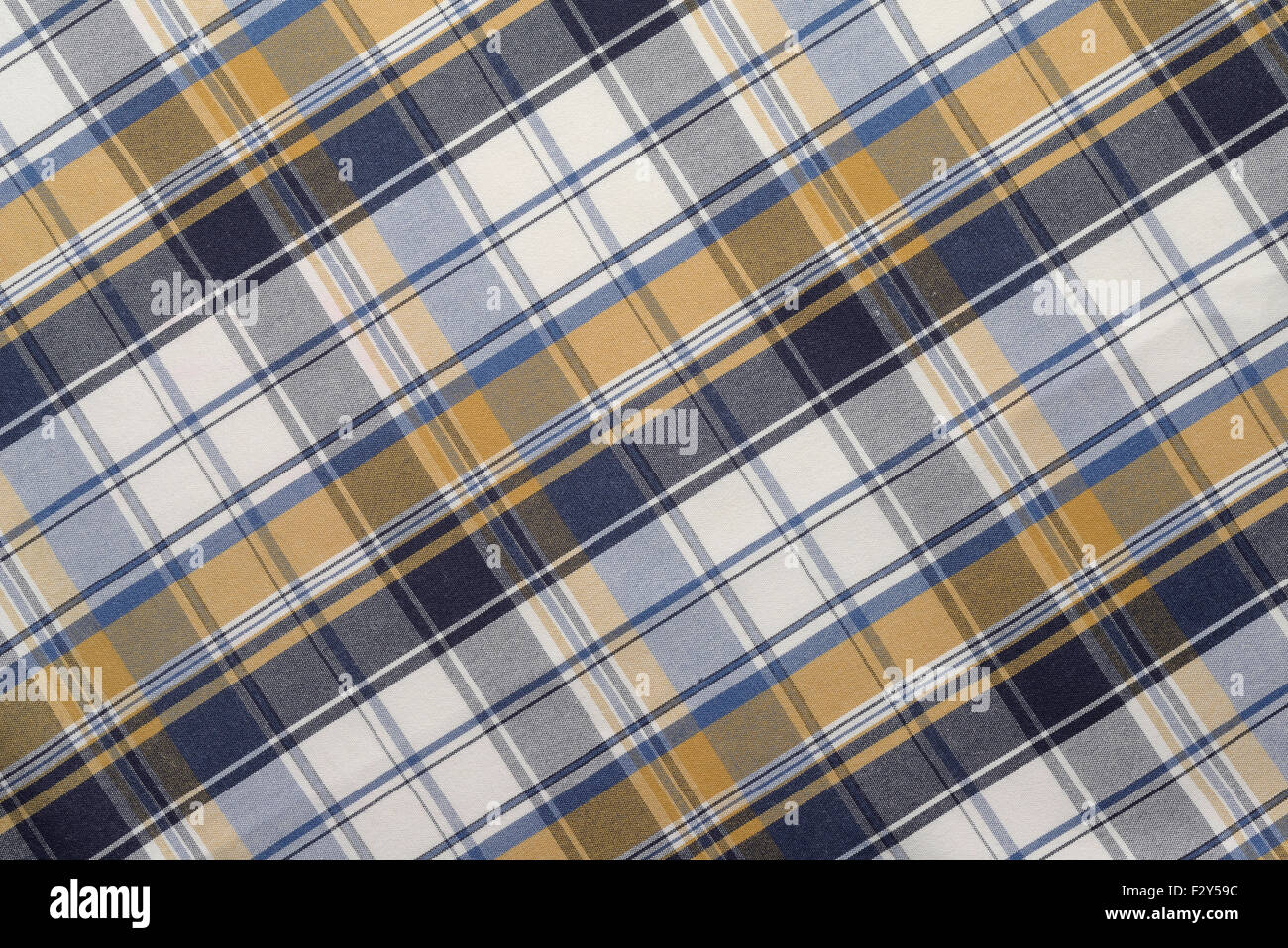 Blau, gelb und weiß kariertes Tuch Stockfoto