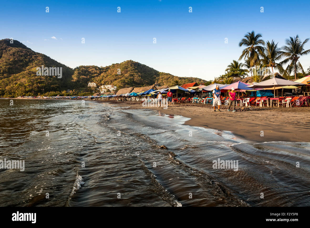 Beach Restaurant Playa Manzanillo Pazifik Colima Mexiko Nordamerika Stockfoto