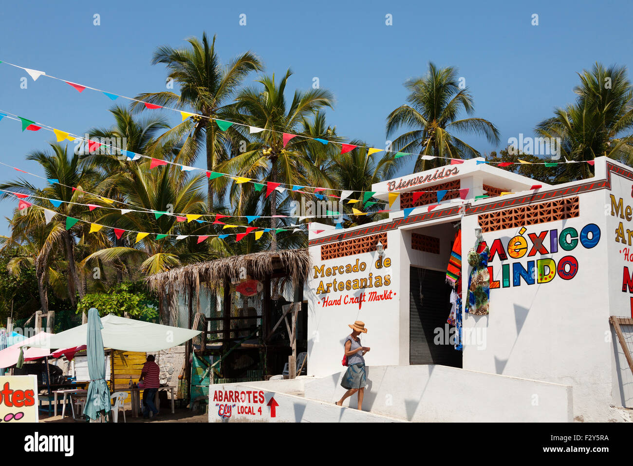 Kunsthandwerksmarkt Playa Manzanillo Pazifik Colima Mexiko Nordamerika Stockfoto