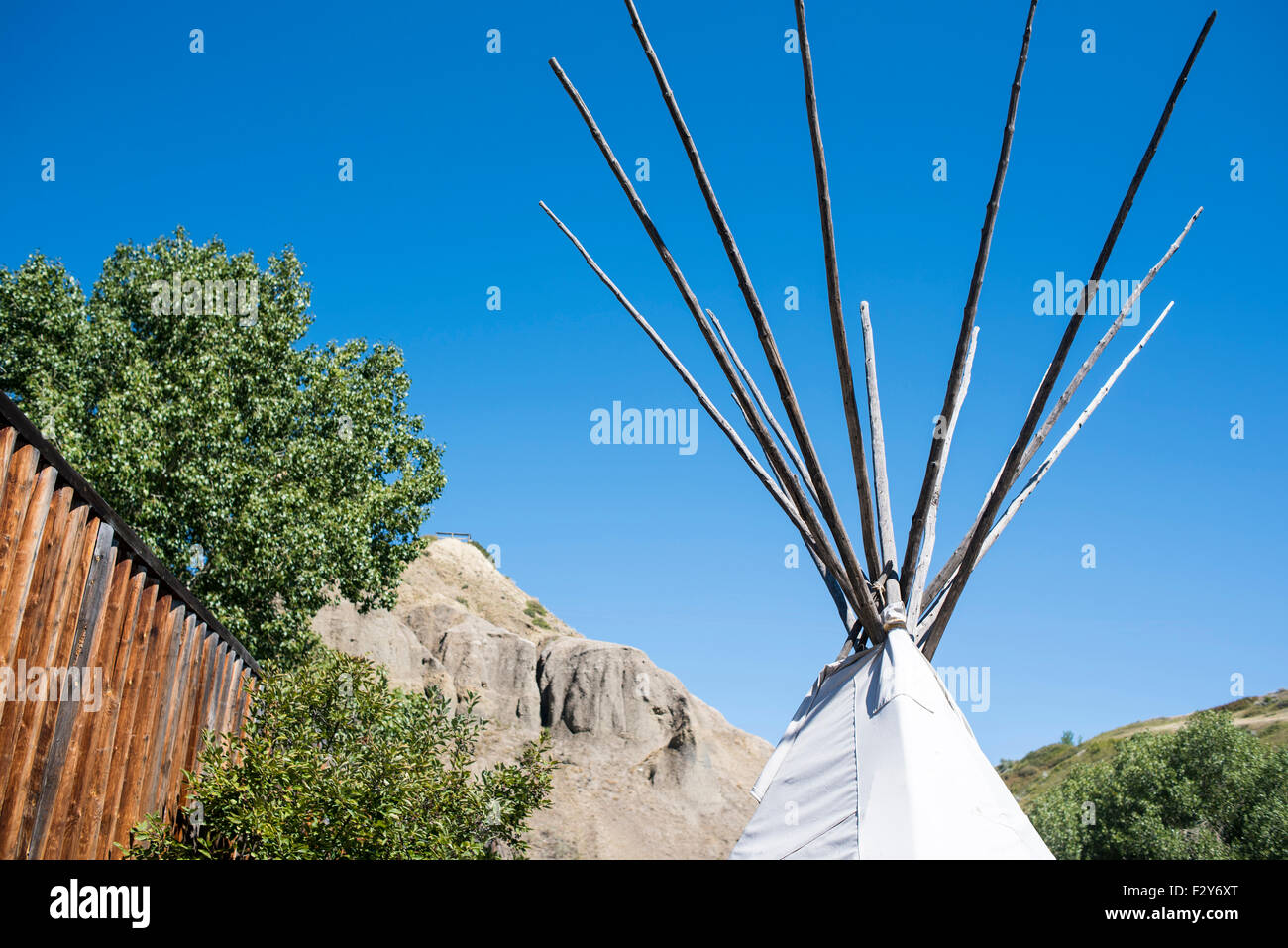 Indischen Tipi bei Fort Whoop Up Stockfoto