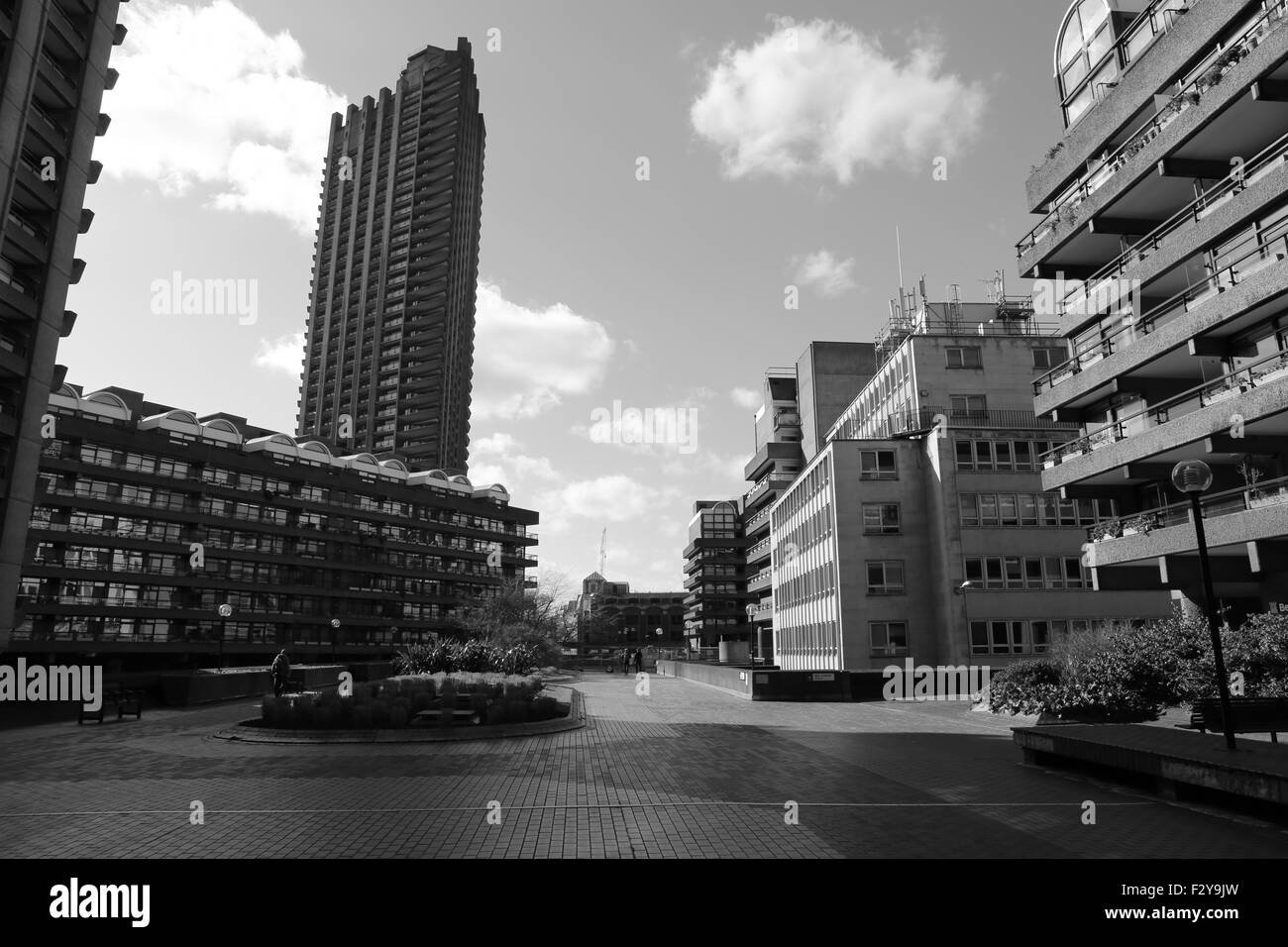 Das Barbican Centre ist eine Modell-Community in der City of London, wo Benedict Cumberbatch derzeit in Hamlet Hauptrolle ist. Stockfoto