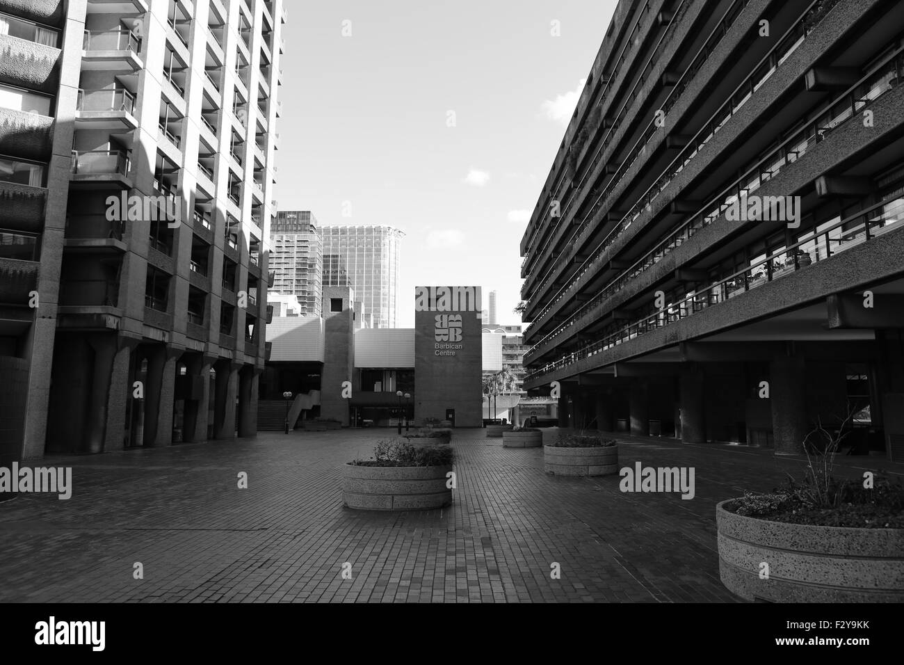 Das Barbican Centre ist eine Modell-Community in der City of London, wo Benedict Cumberbatch derzeit in Hamlet Hauptrolle ist. Stockfoto