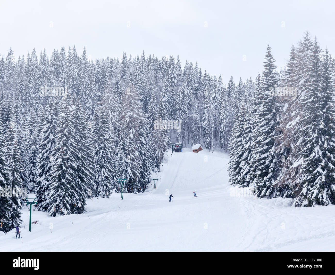 Ski Zentrum von Vogel, Naturpark Triglav, Julischen Alpen, Slowenien, Europa. Stockfoto