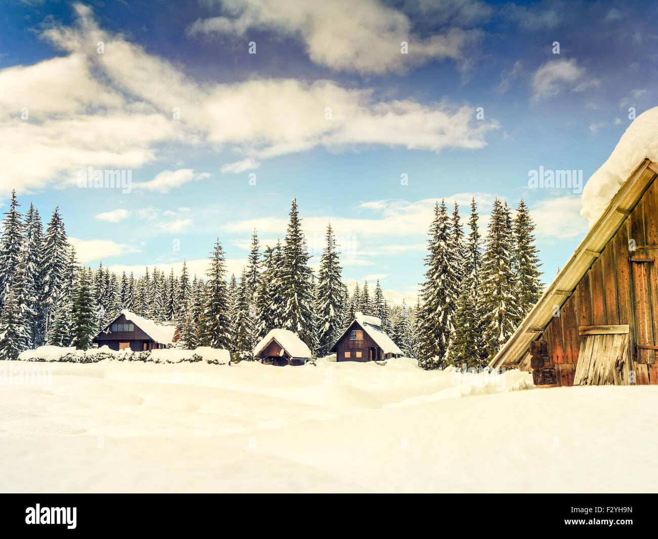 Winter Ferienhaus in Slowenien Alpen-Europa Stockfoto