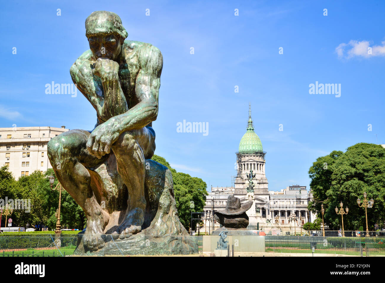 Denker Statue und Plaza del Congreso in Buenos Aries, Argentina Stockfoto