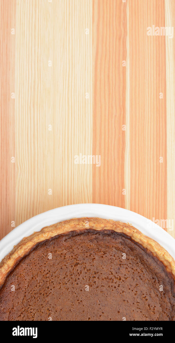 Thanksgiving Kürbis-Pie mit Holzmaserung textfreiraum oben Stockfoto