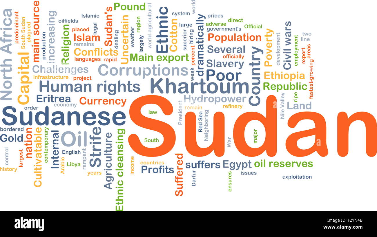 Hintergrund-Konzept Wordcloud Illustration von Sudan Stockfoto