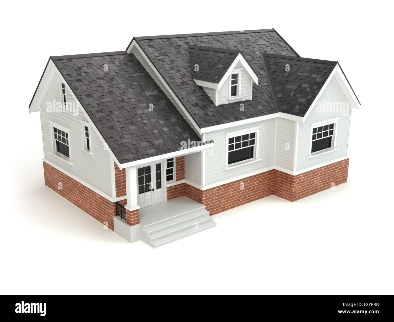 Haus isoliert auf weiss. Immobilien-Konzept. 3D Stockfoto