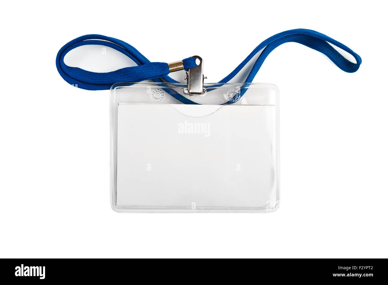 Abzeichen weiße leere Kunststoff ID-Ausweis isoliert Stockfoto