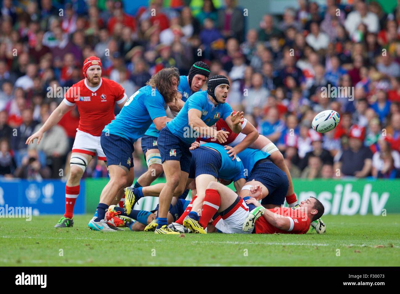 Leeds, UK. 26. Sep 2015. Rugby World Cup. Italien gegen Kanada. Italien Scrumhälfte Edoardo Gori. Bildnachweis: Aktion Plus Sport/Alamy Live-Nachrichten Stockfoto