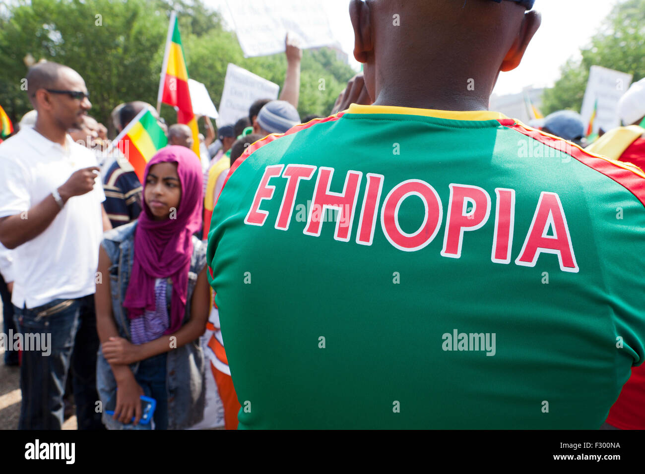 Mann mit Äthiopien Fußball Trikot - USA Stockfoto